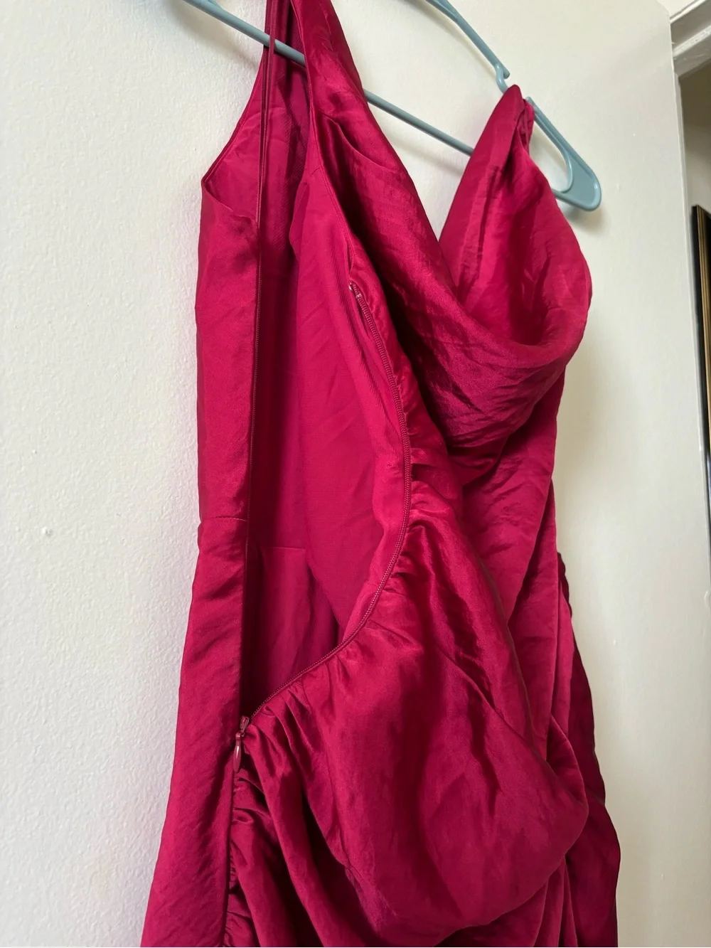 Abercrombie & Fitch Deep Pink Draped V-Neck Maxi Dress